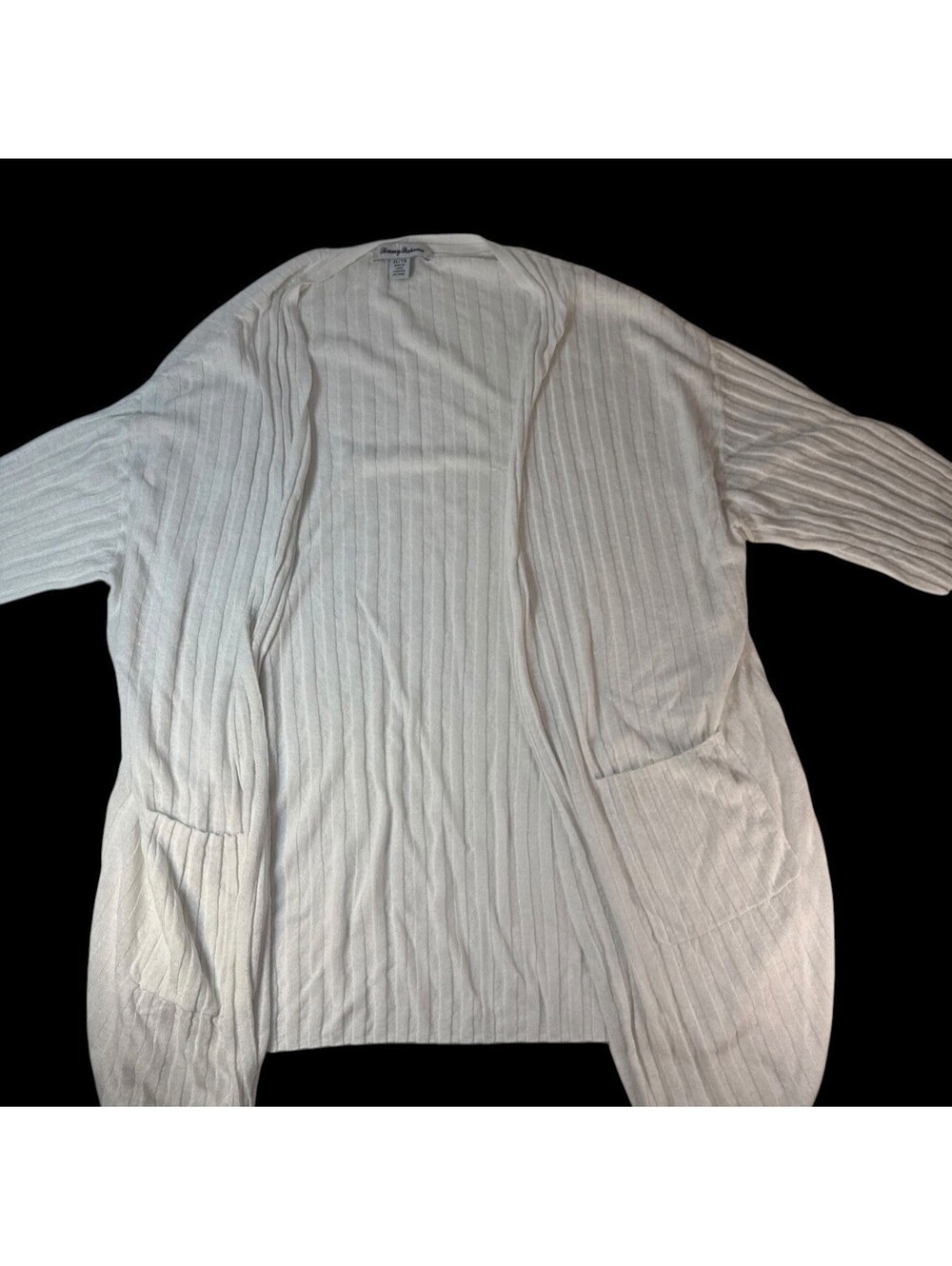 EUC Tommy Bahama Women's White Cardigan Sweater - Size XL Pockets Linen